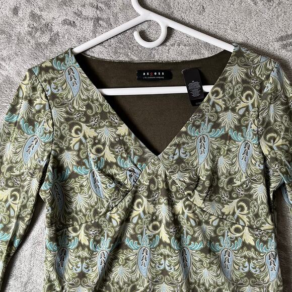 Vintage Y2K Floral Paisley Long Sleeve Babydoll Top Earthy Boho Fairycore Medium - Picture 3 of 5
